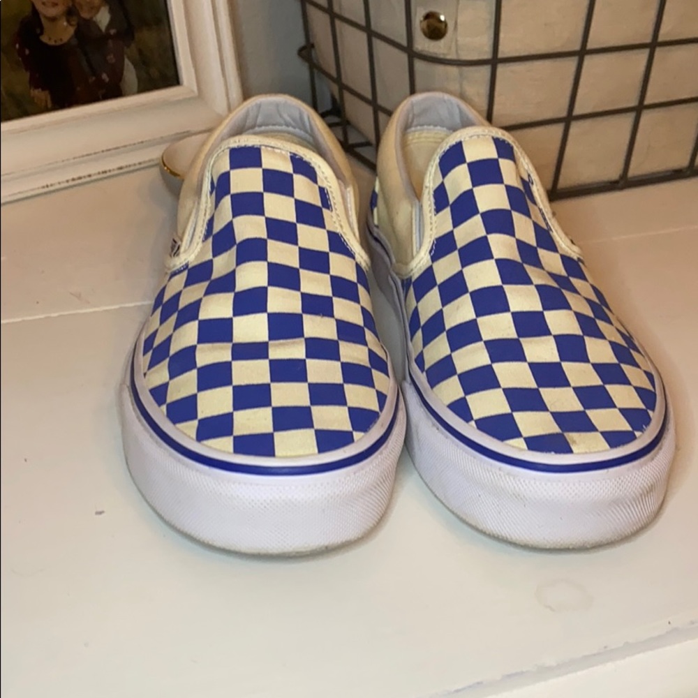Navy blue checkered vans
